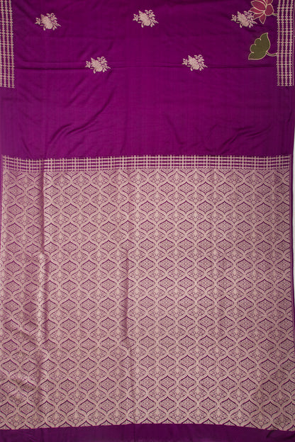 Banarasi Satin Butta Purple Saree