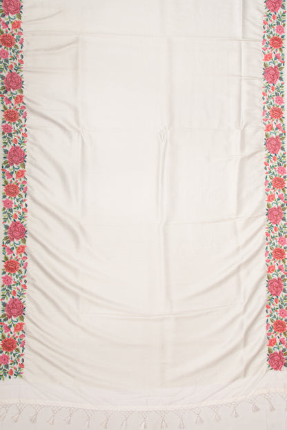 Banarasi Silk Brocade Cream Saree with Embroidery Border