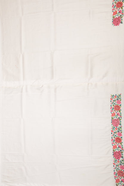 Banarasi Silk Brocade Cream Saree with Embroidery Border