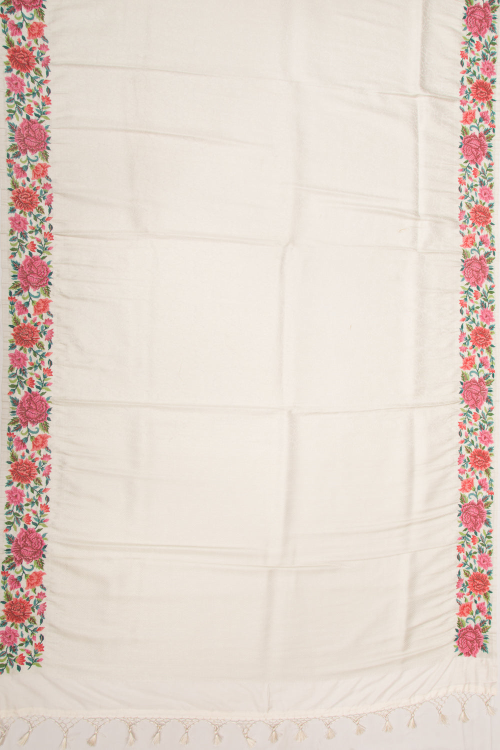 Banarasi Silk Brocade Cream Saree With Embroidery Border