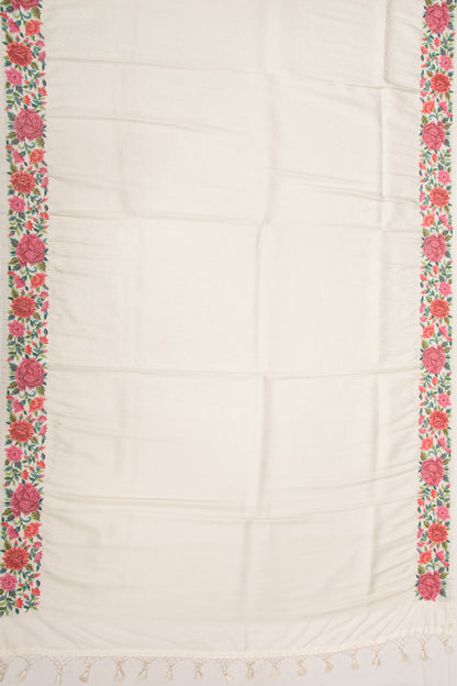 Banarasi Silk Brocade Cream Saree With Embroidery Border