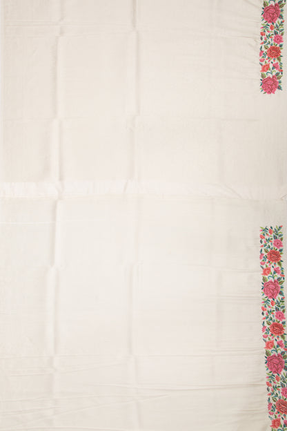 Banarasi Silk Brocade Cream Saree With Embroidery Border