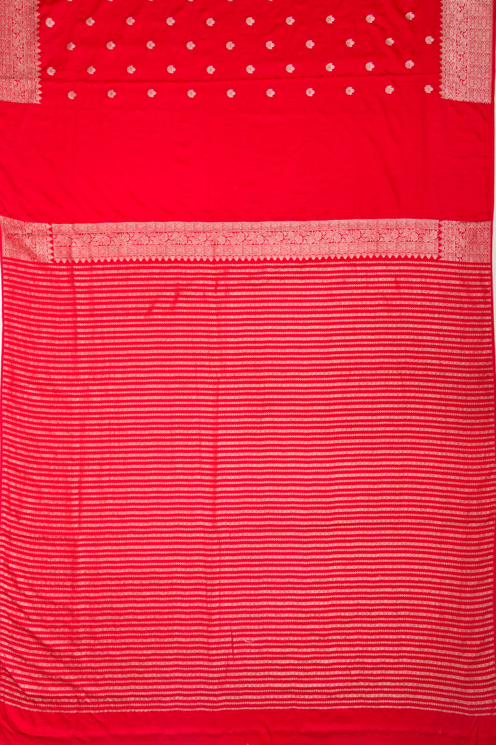 Banarasi Satin Butta Red Saree With Embroidery Border