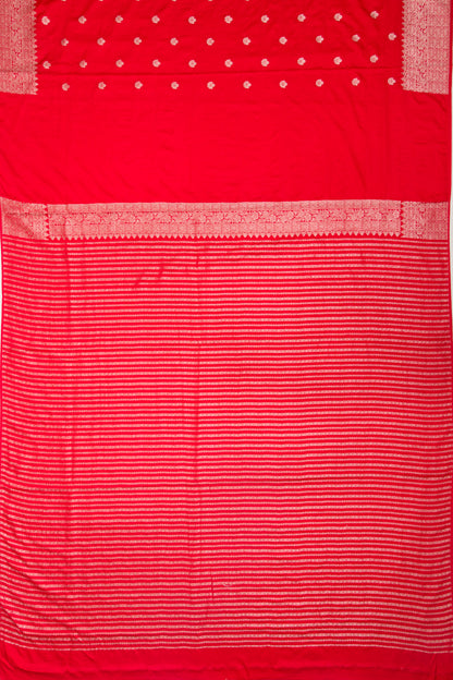 Banarasi Satin Butta Red Saree With Embroidery Border