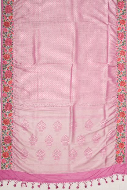 Banarasi Silk Brocade Pink Saree With Embroidery Border