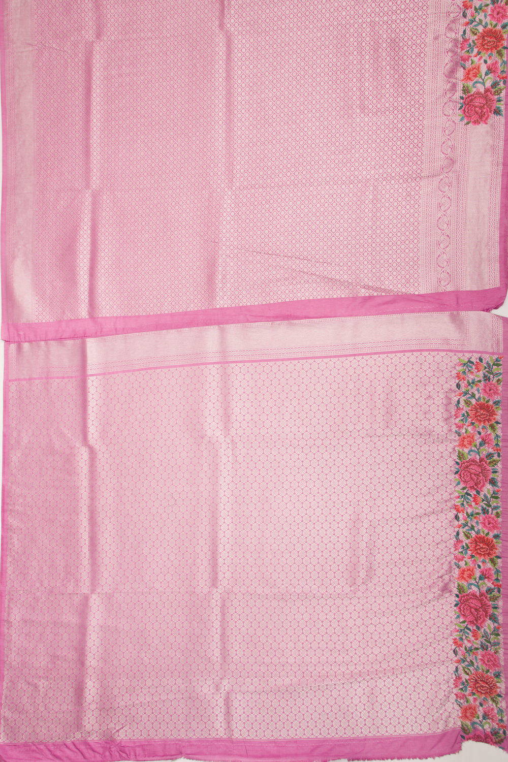 Banarasi Silk Brocade Pink Saree With Embroidery Border