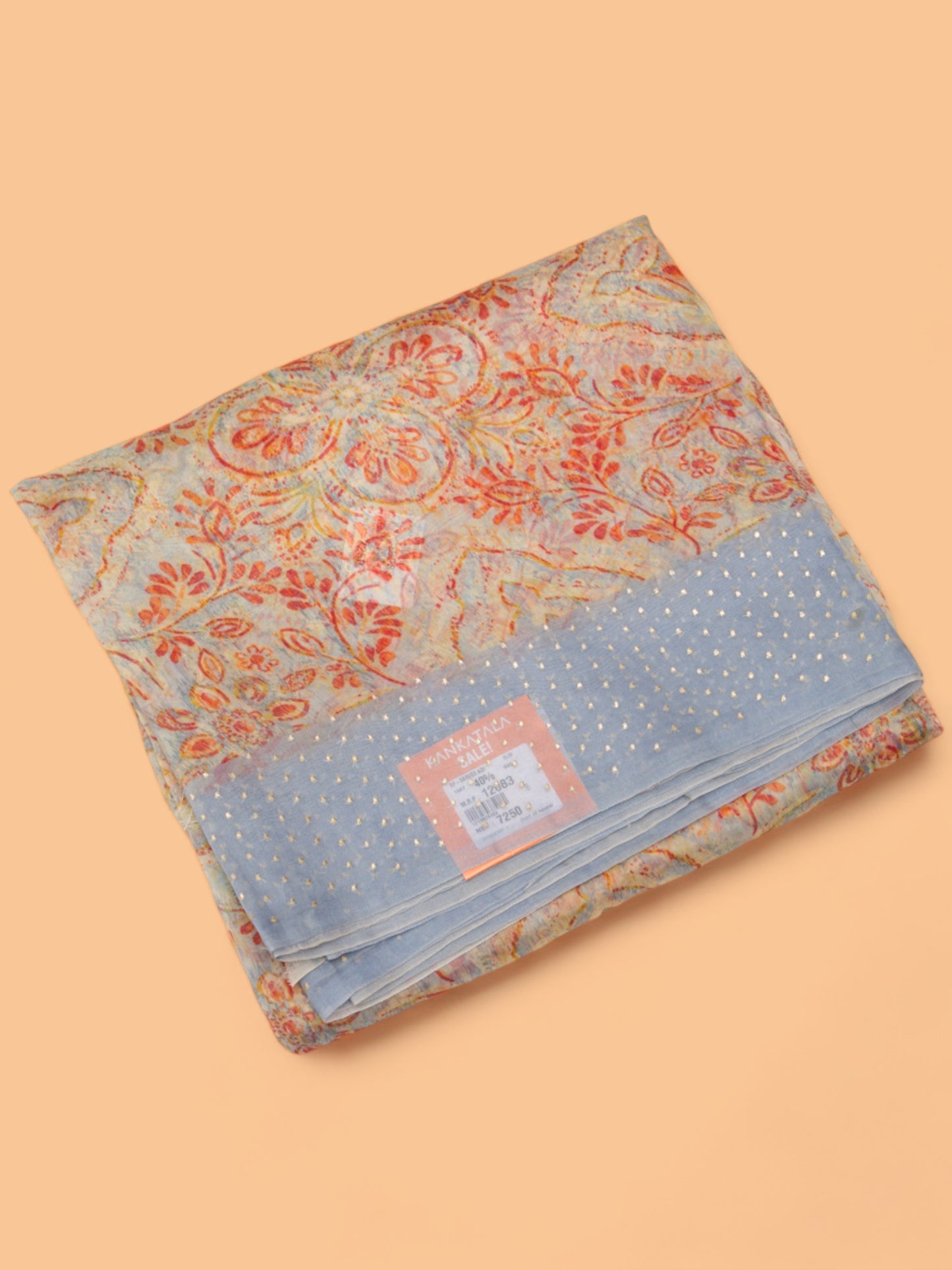 Organza Silk Printed Cream Saree