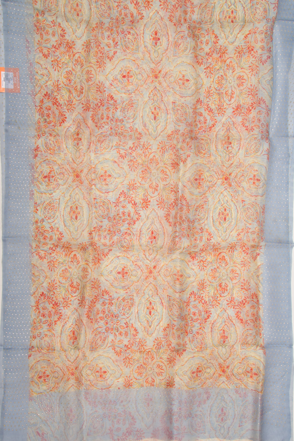 Organza Silk Printed Cream Saree