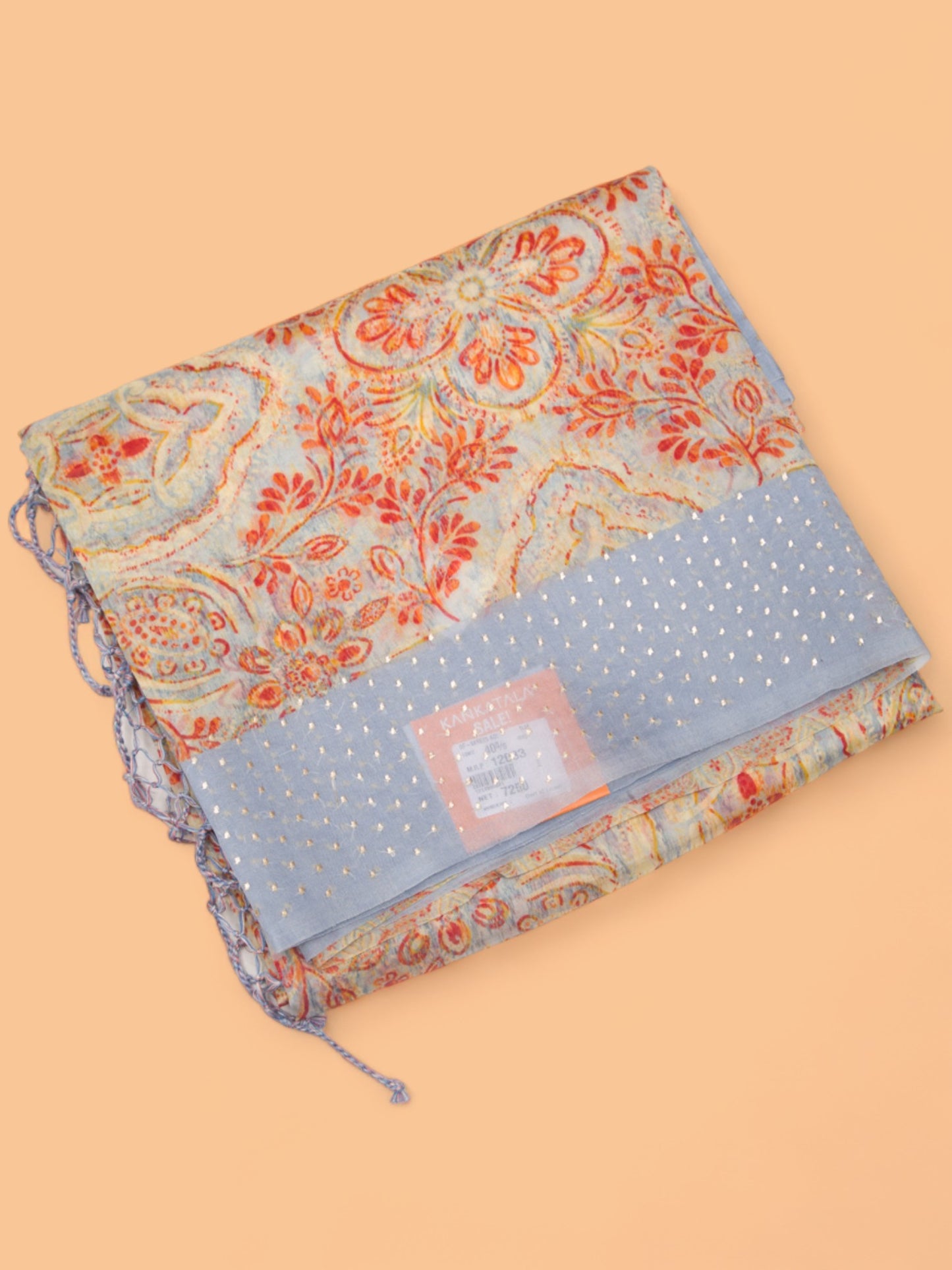 Organza Silk Printed Cream Saree
