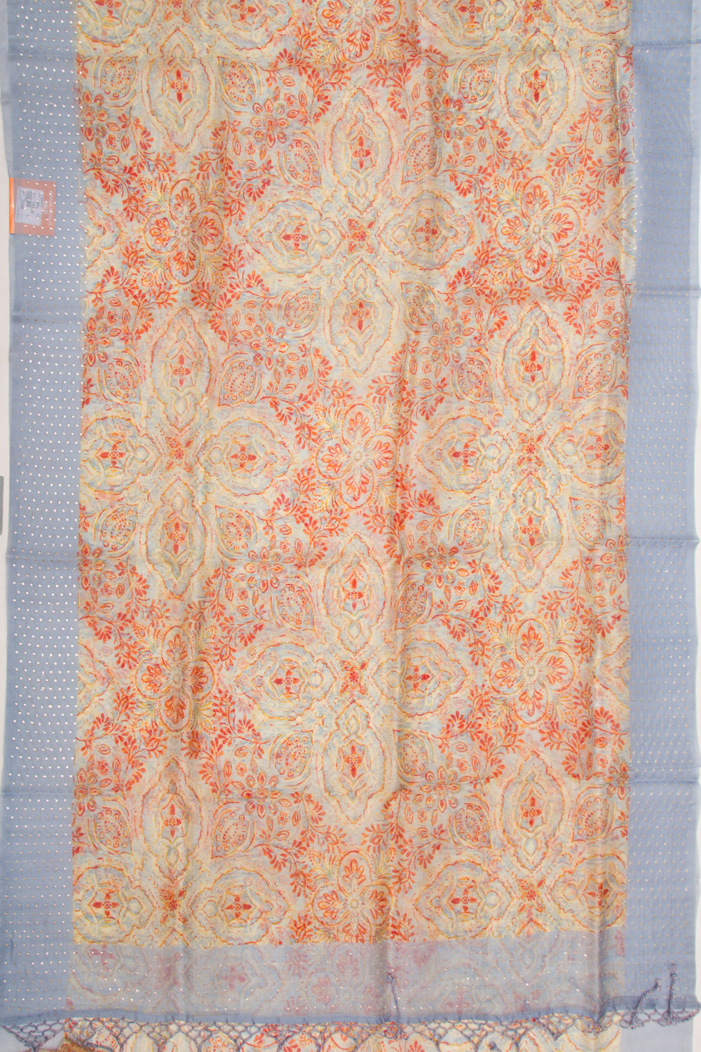 Organza Silk Printed Cream Saree
