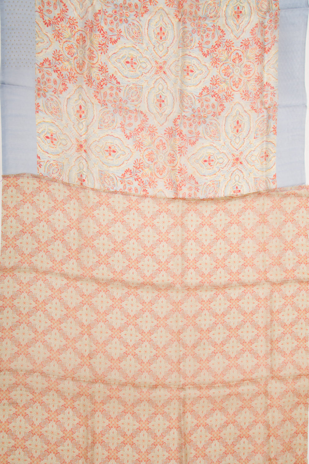 Organza Silk Printed Cream Saree