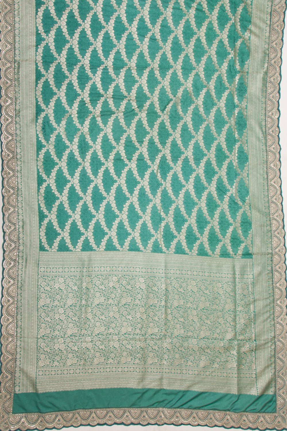 Banarasi Silk Jaal Sea Green Saree With Embroidery Border