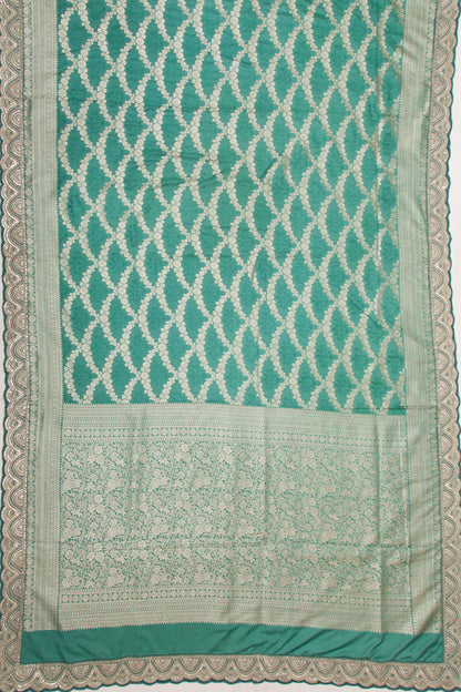 Banarasi Silk Jaal Sea Green Saree With Embroidery Border