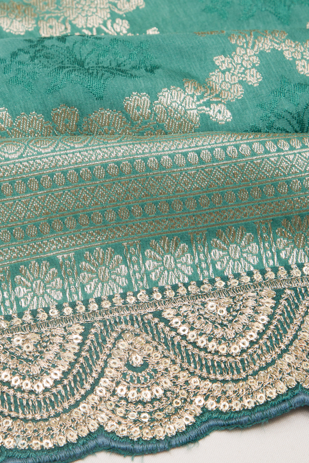 Banarasi Silk Jaal Sea Green Saree With Embroidery Border