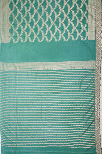 Banarasi Silk Jaal Sea Green Saree With Embroidery Border