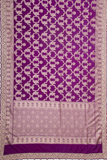 Banarasi Silk Jaal Purple Saree With Embroidery Border