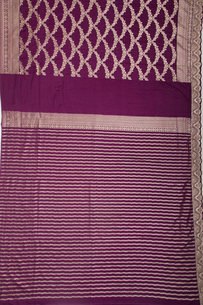 Banarasi Silk Jaal Purple Saree With Embroidery Border