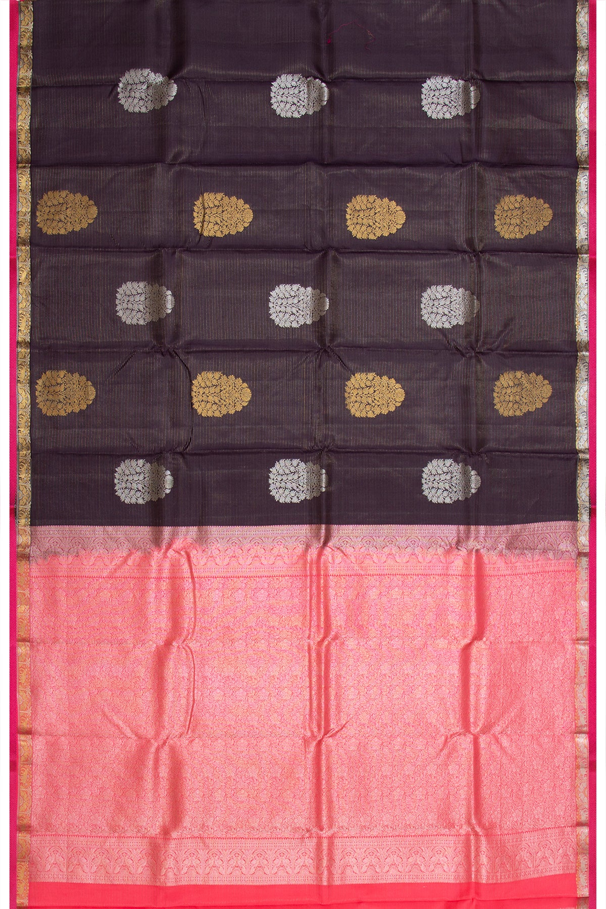 Taranga Kanchi Silk Horizontal Lines And Butta Black Saree