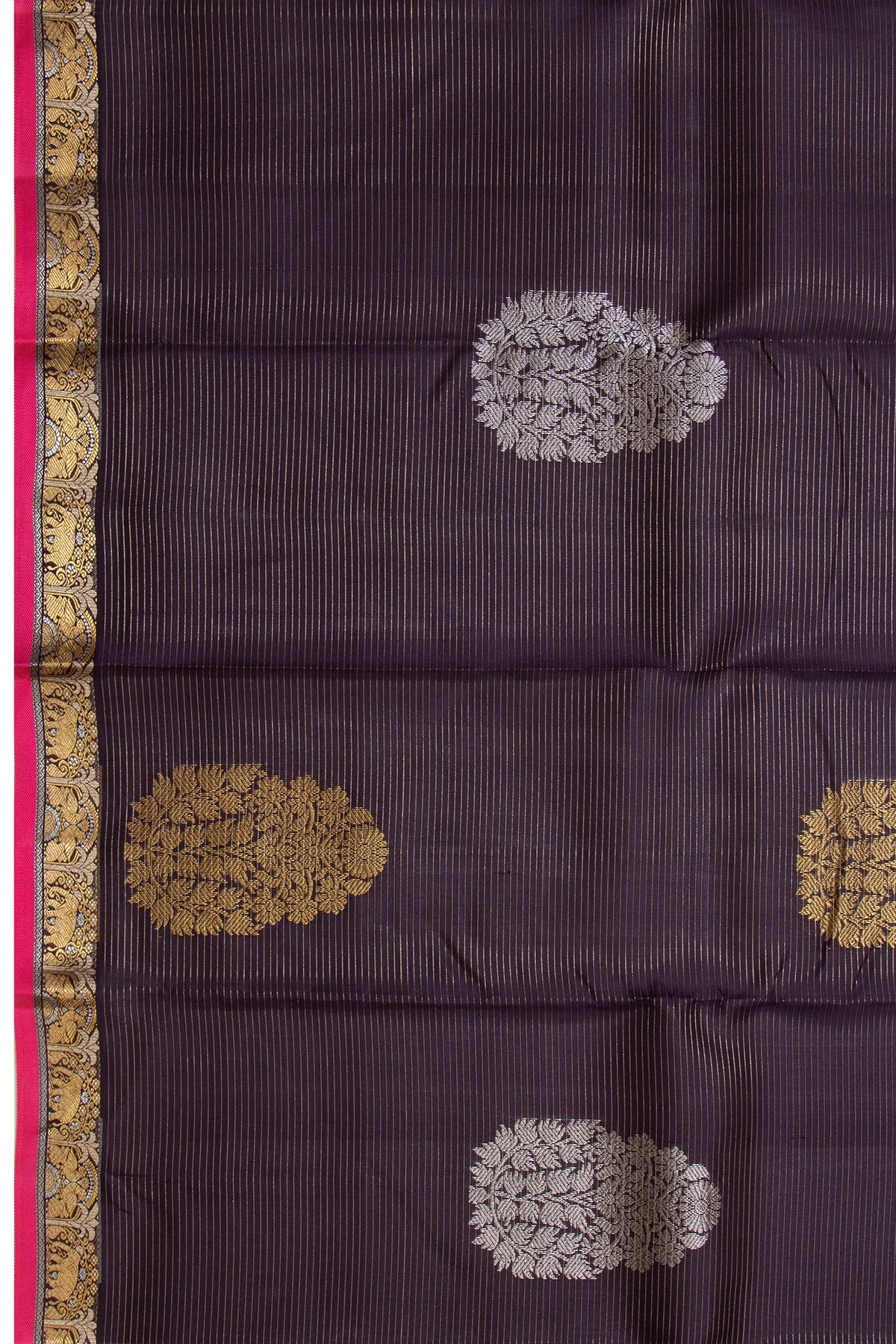 Taranga Kanchi Silk Horizontal Lines And Butta Black Saree