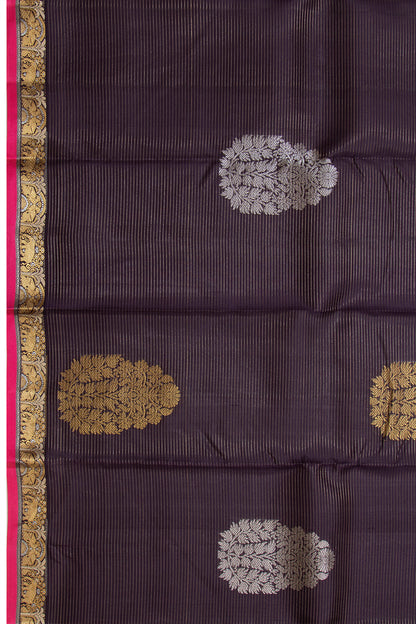 Taranga Kanchi Silk Horizontal Lines And Butta Black Saree
