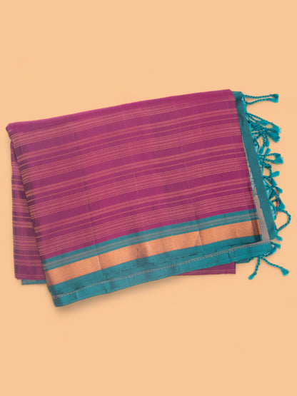 Coimbatore Silk Horizontal Lines Purple Saree