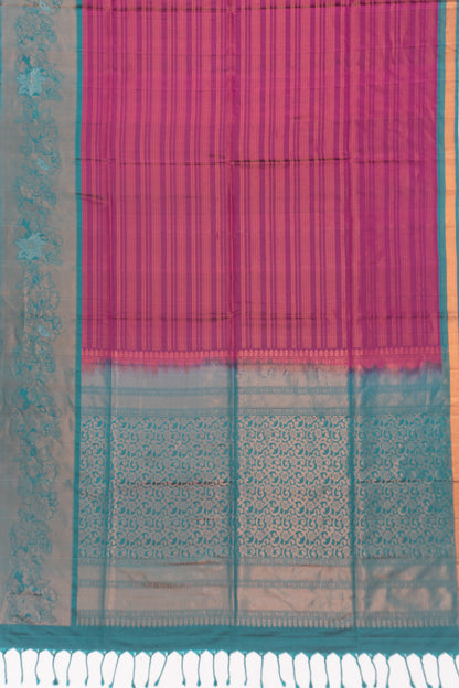 Coimbatore Silk Horizontal Lines Purple Saree