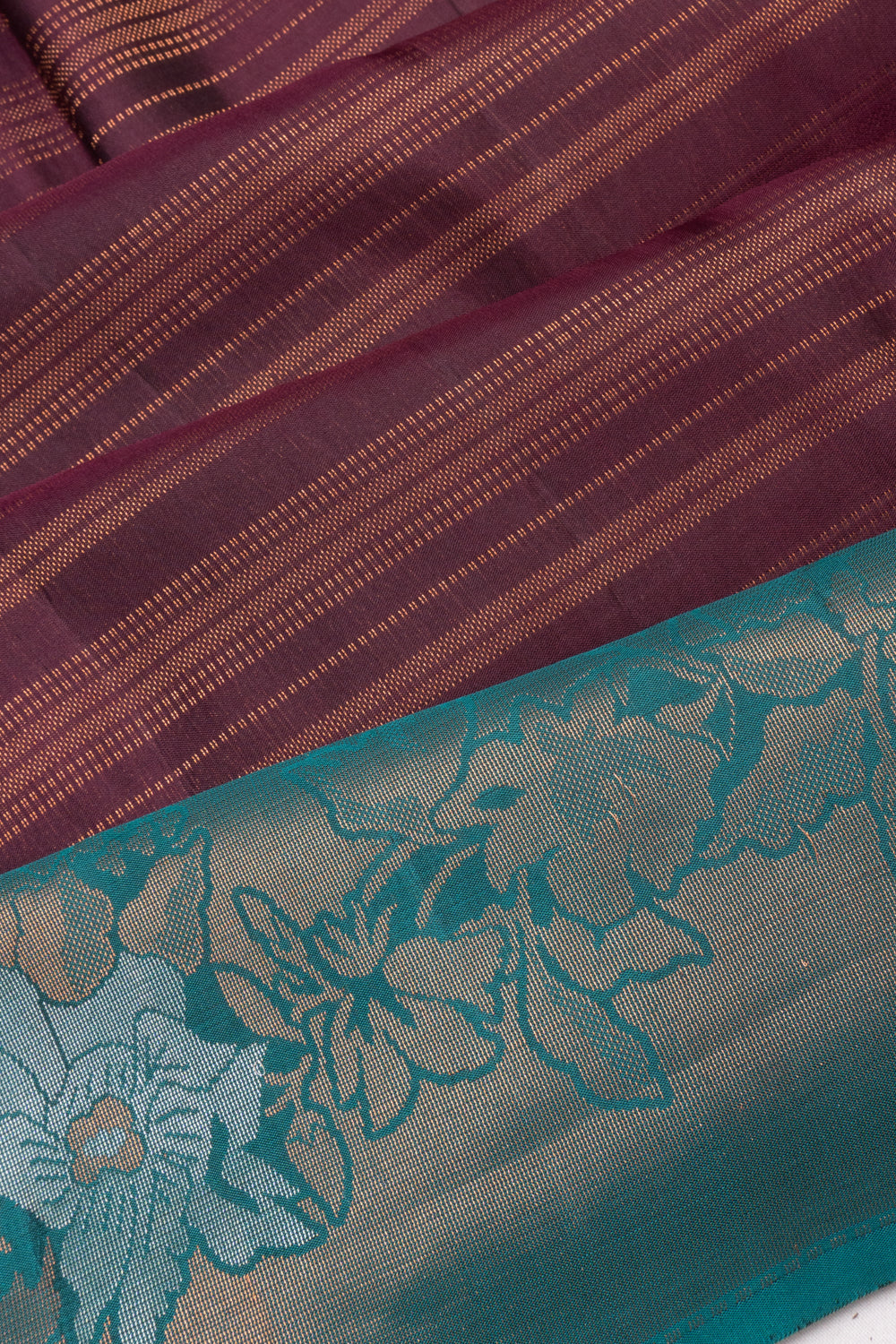 Coimbatore Silk Horizontal Lines Brown Saree