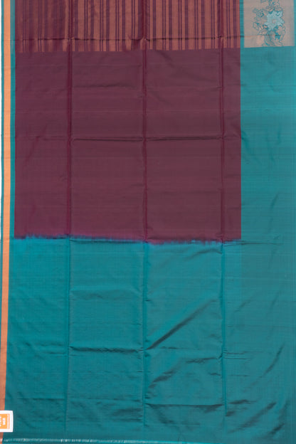 Coimbatore Silk Horizontal Lines Brown Saree