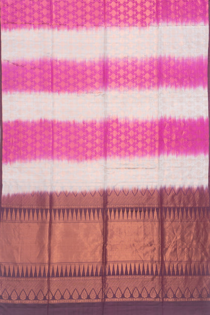 Coimbatore Silk Brocade Grey And Pink Saree