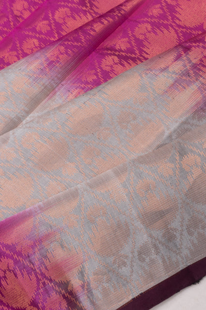 Coimbatore Silk Brocade Grey And Pink Saree