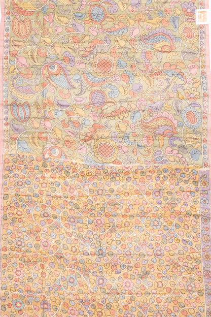 Tussar Handpainted Kalamkari Green Saree