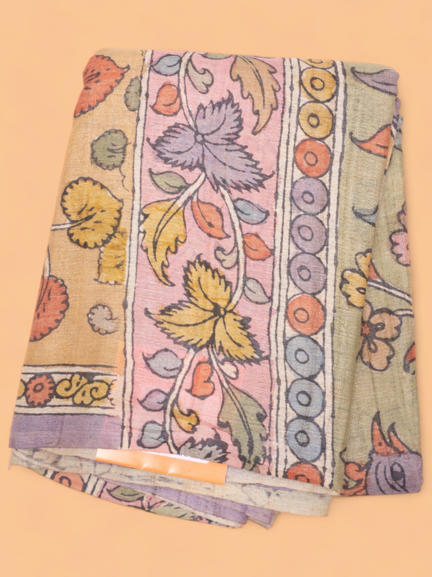 Tussar Handpainted Kalamkari Multicolour Saree
