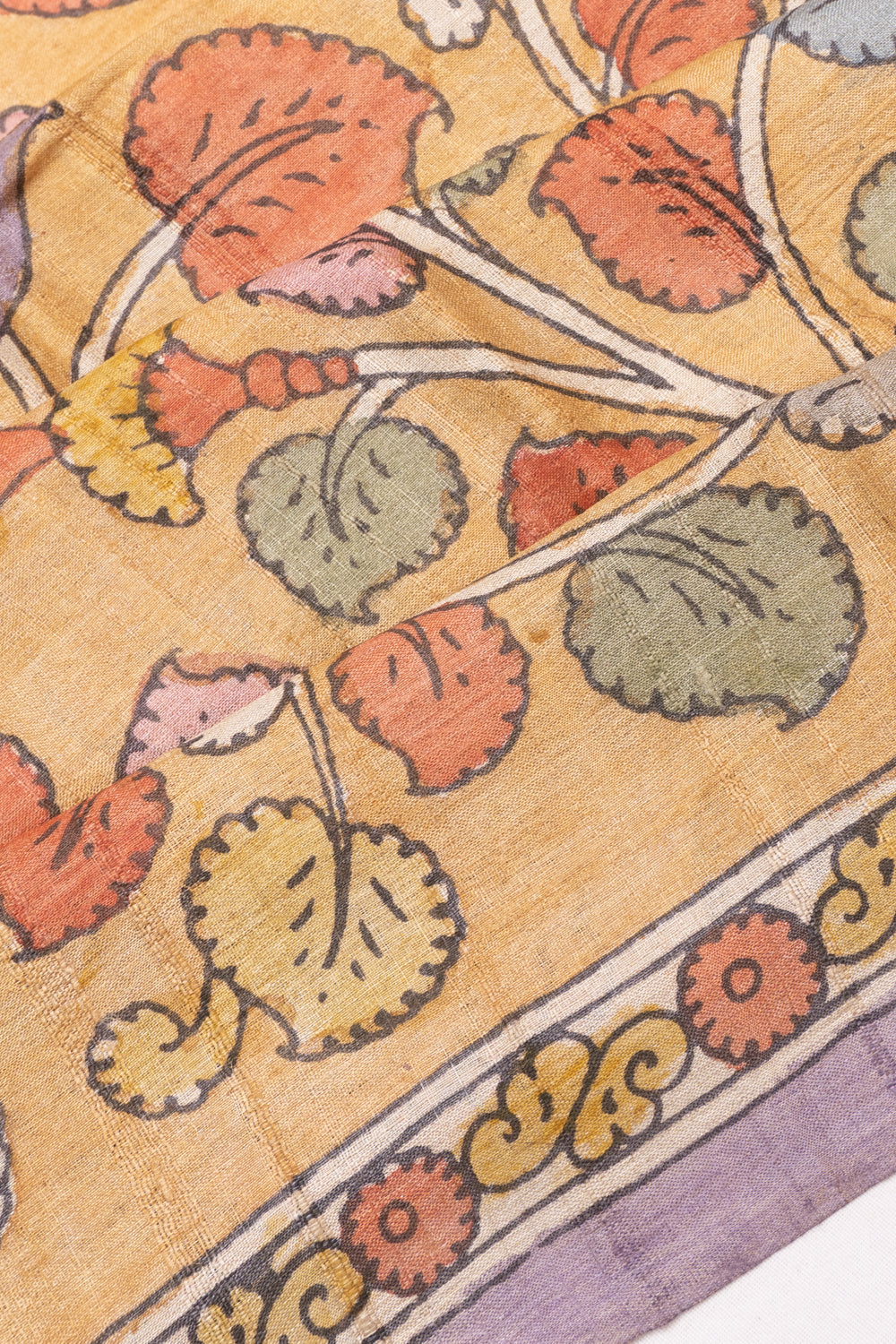 Tussar Handpainted Kalamkari Multicolour Saree