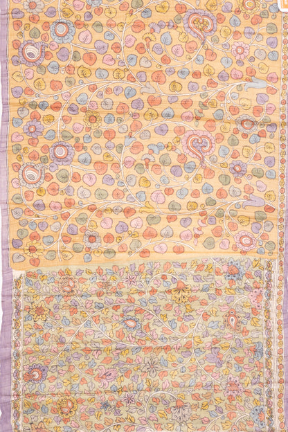 Tussar Handpainted Kalamkari Multicolour Saree