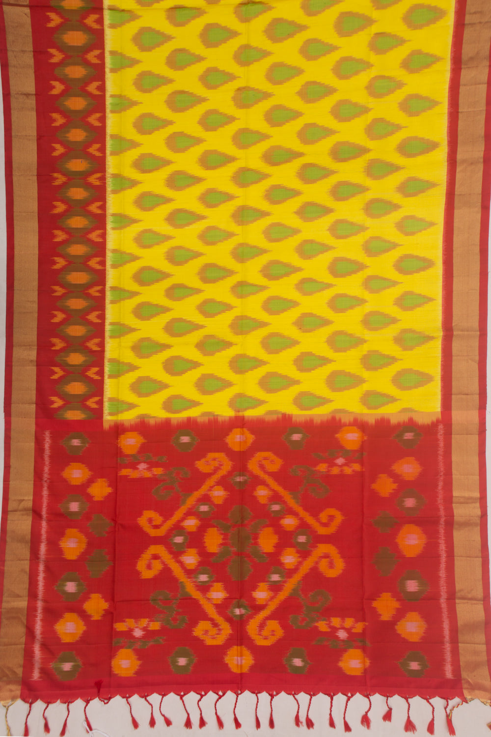 Pochampally Silk Ikat Yellow Saree