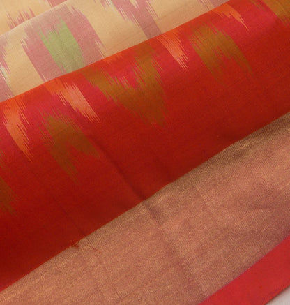 Pochampally Silk Ikat Beige Saree