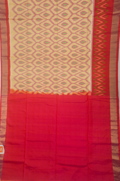 Pochampally Silk Ikat Beige Saree