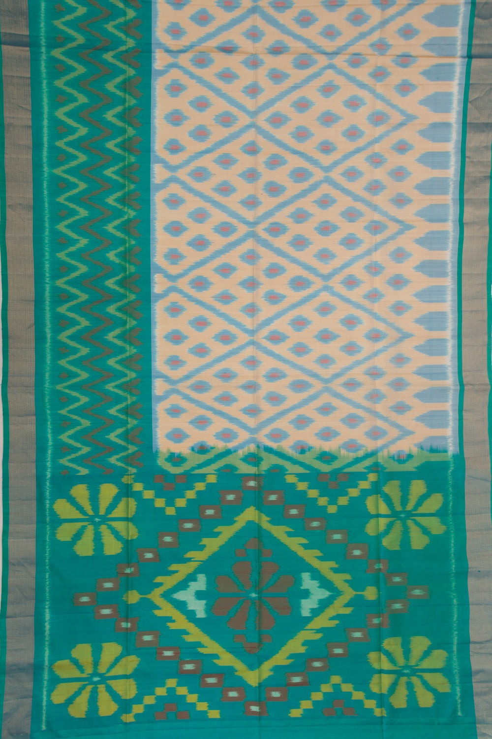 Pochampally Silk Ikat Cream Saree