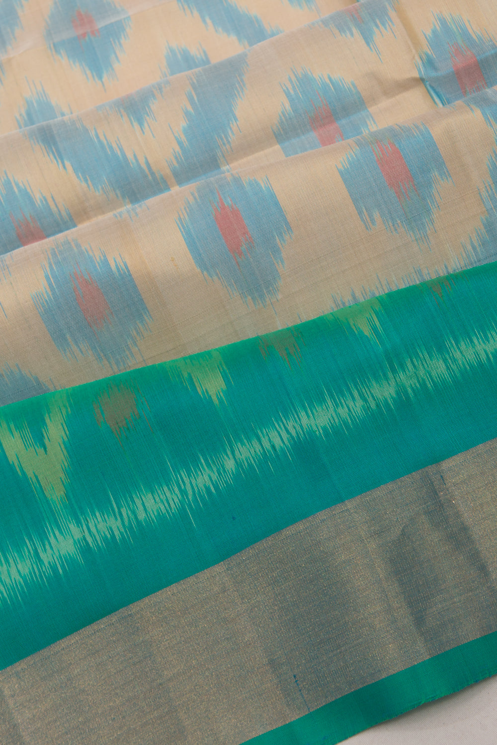 Pochampally Silk Ikat Cream Saree