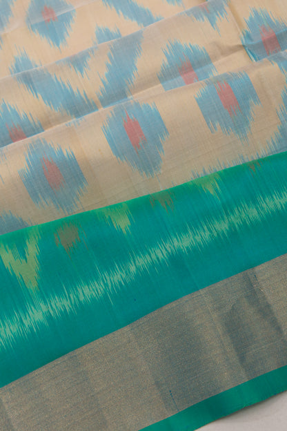 Pochampally Silk Ikat Cream Saree