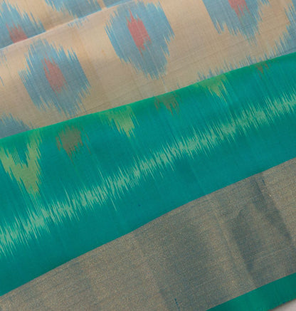 Pochampally Silk Ikat Cream Saree
