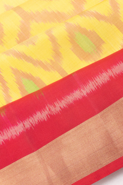 Coimbatore Silk Ikat Yellow Saree