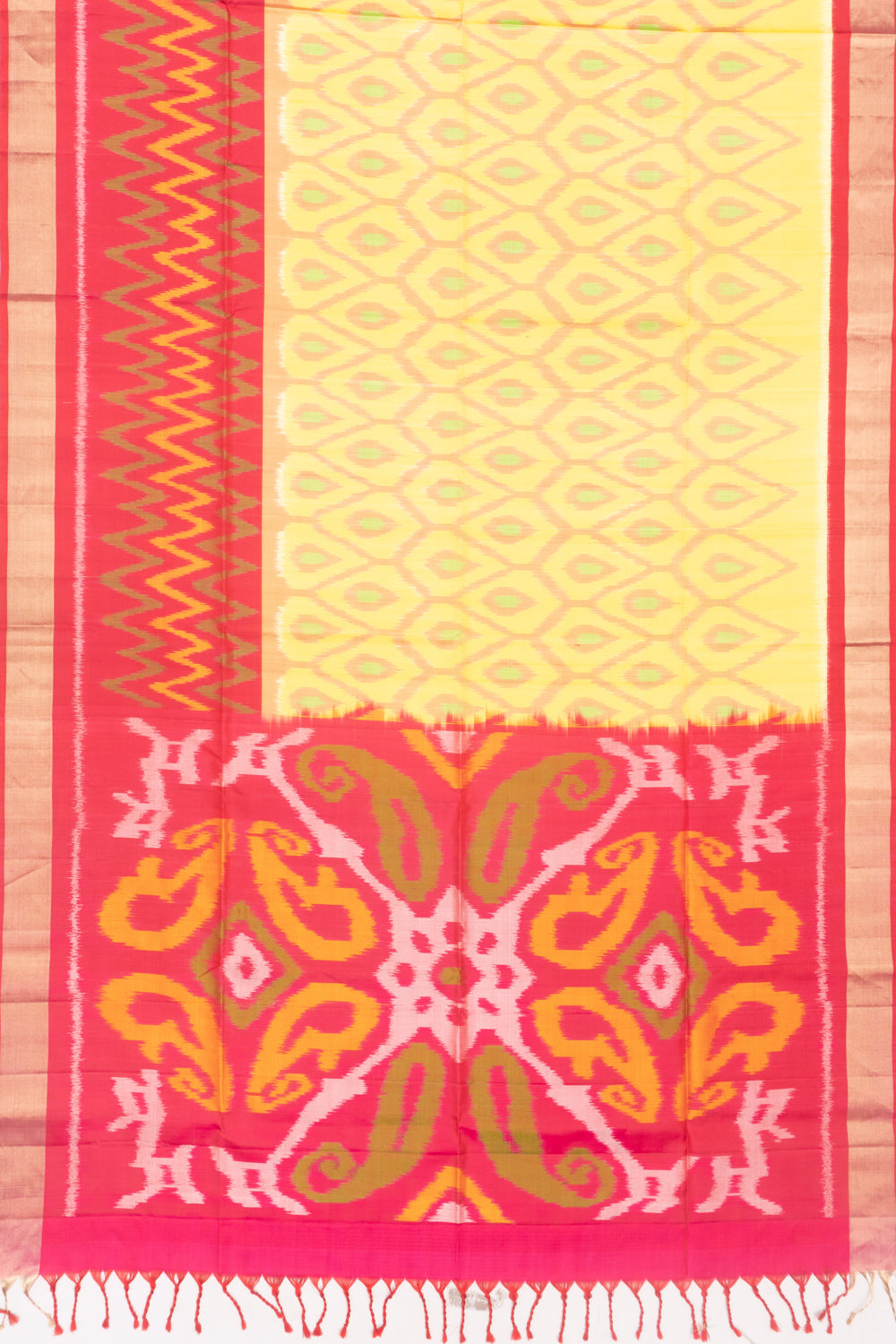 Coimbatore Silk Ikat Yellow Saree