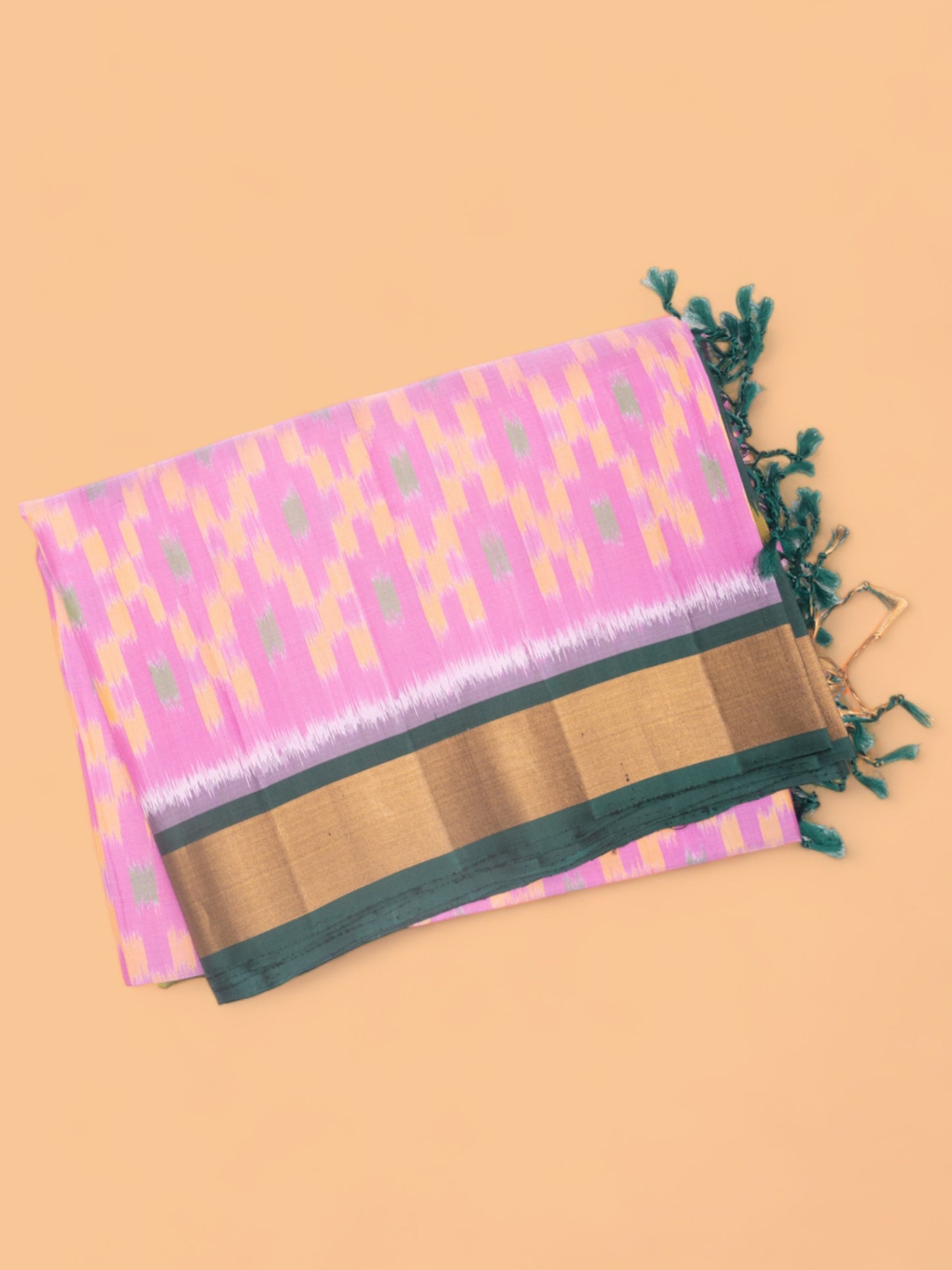Coimbatore Silk Ikat Pink Saree