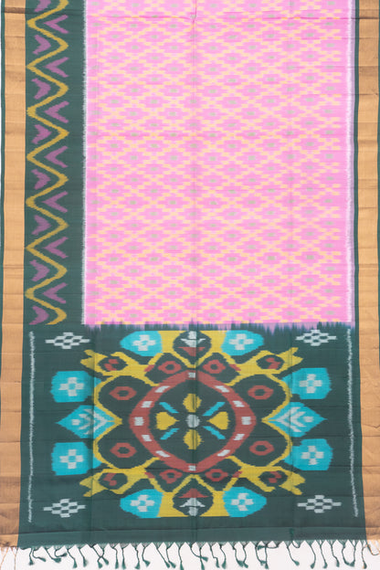 Coimbatore Silk Ikat Pink Saree