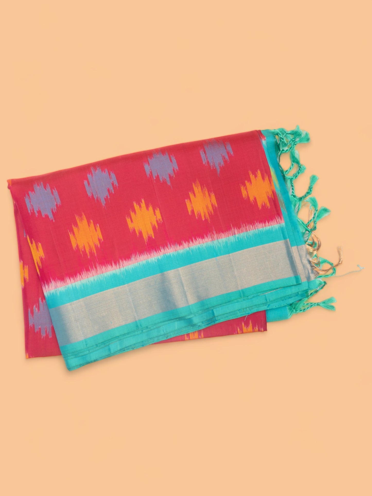 Coimbatore Silk Ikat Pink Saree