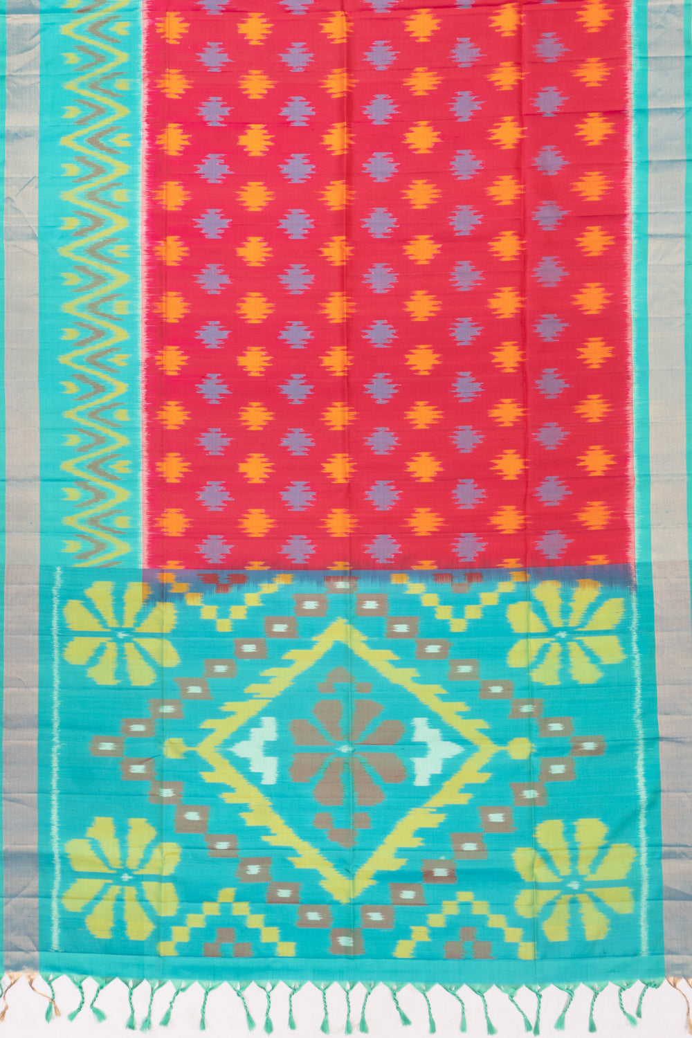 Coimbatore Silk Ikat Pink Saree
