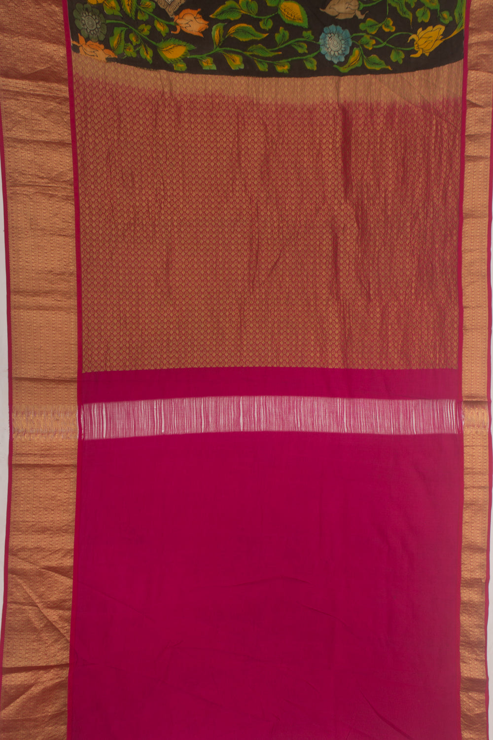 Kanchipuram Silk Handpainted Kalamkari Black Saree