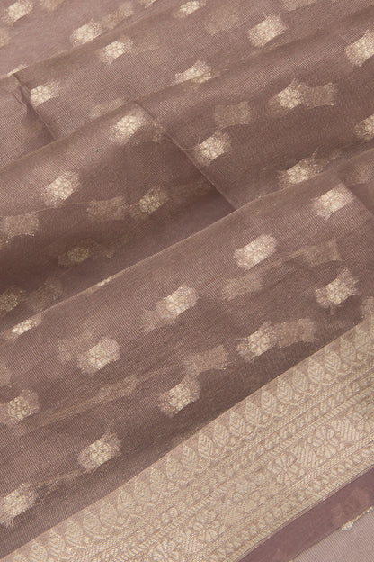 Organza Tissue Butta Grey Saree