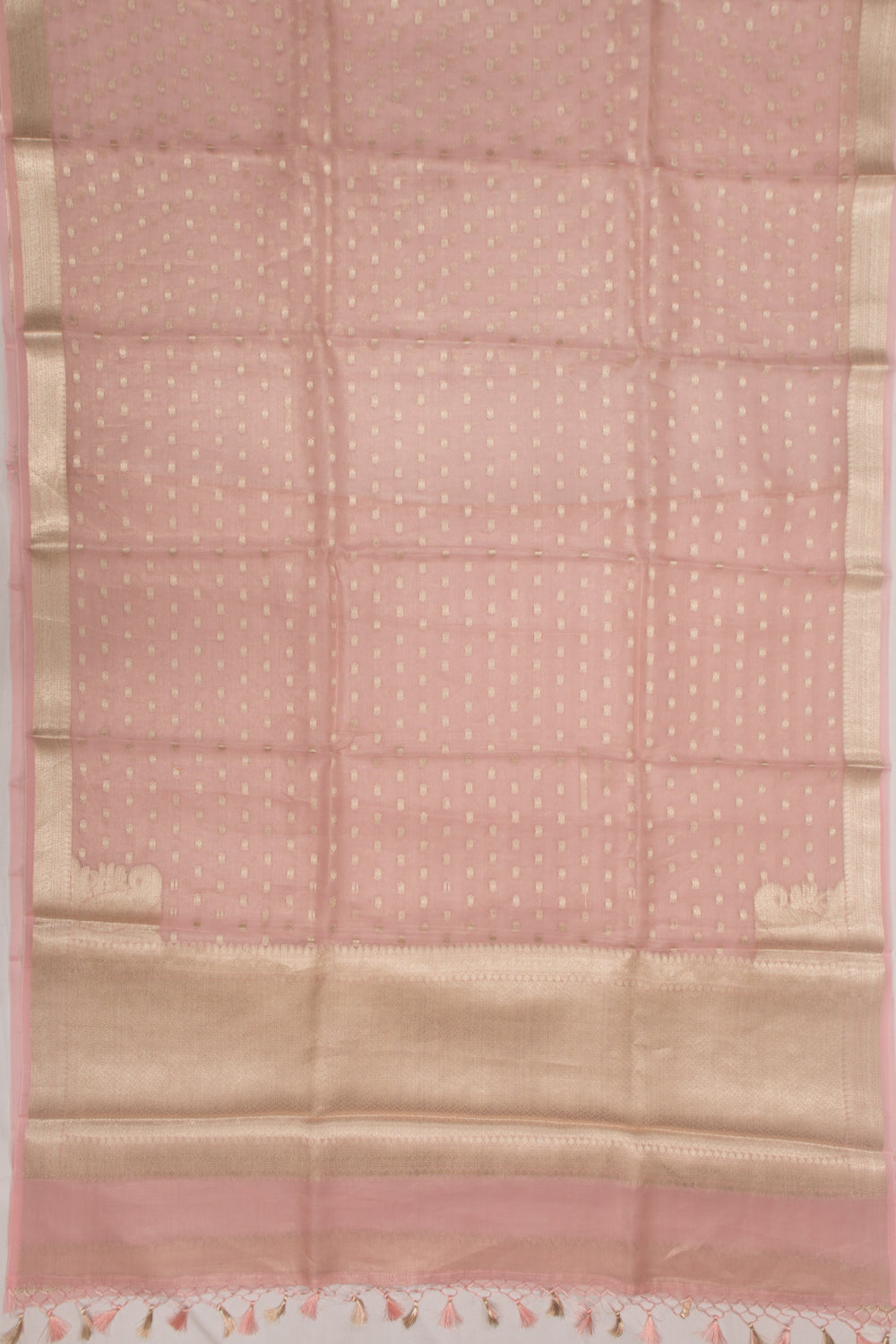 Organza Tissue Butta Baby Pink Saree